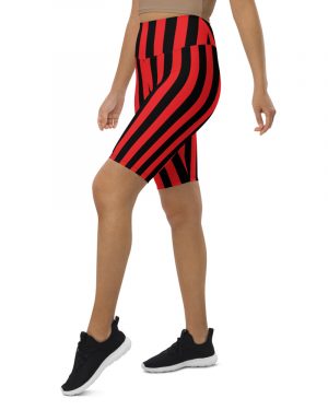 Black and Red Striped Bike Shorts
