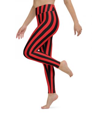 Black and Red Striped Yoga Leggings