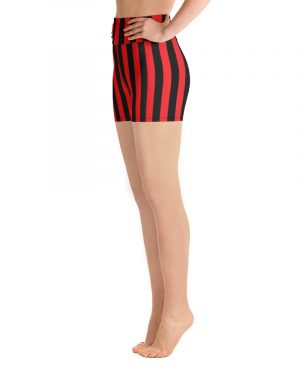 Black and Red Striped Yoga Shorts