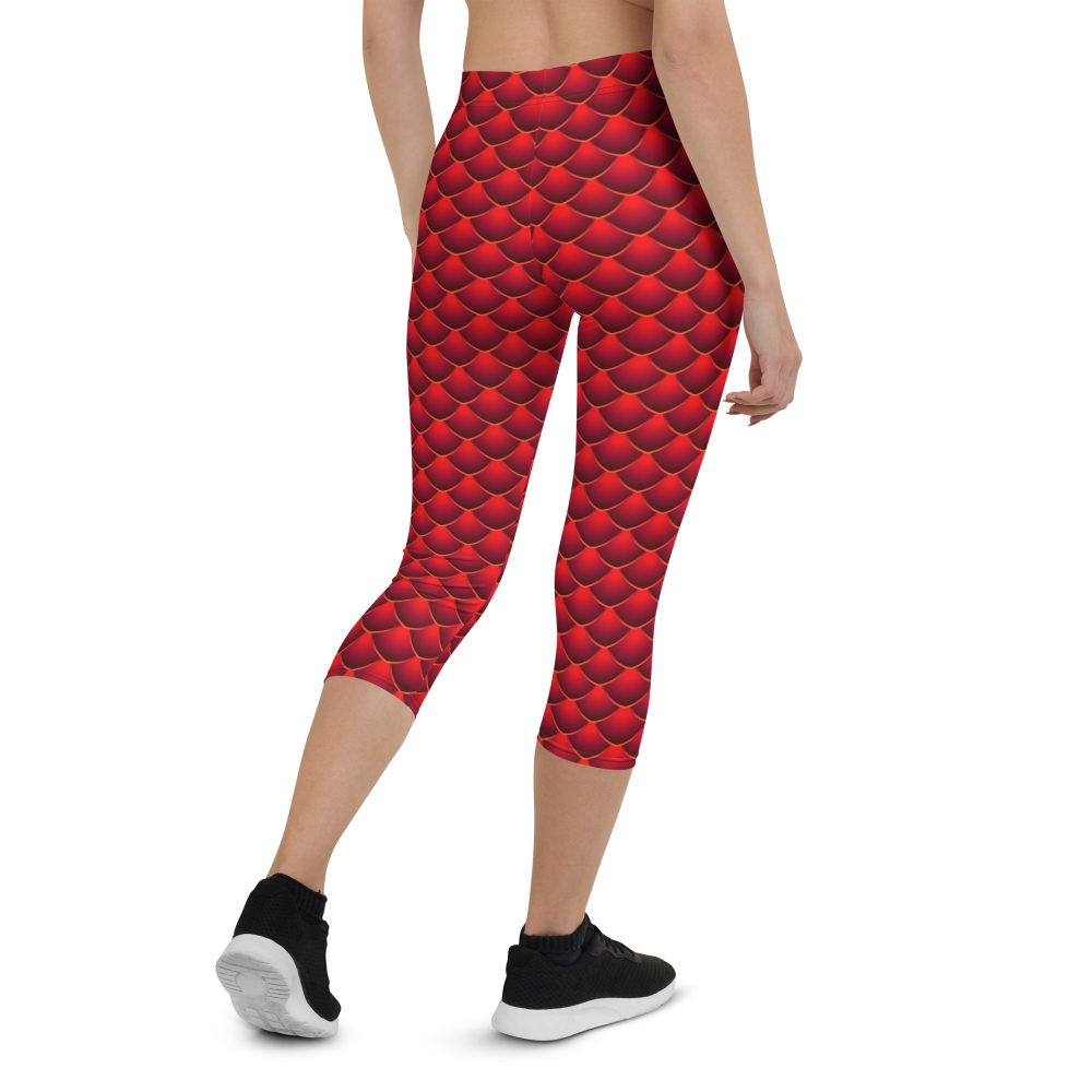 capris leggings, capris, high waisted, high waist, slim fit, red dragon costume, reptile costume, Lizard Costume, halloween costume, cosplay costume, rundisney, rundisney costume, activewear costume, dance costume, disneyland costume, festival costume, plus size costume, plus size, Woman's Costume, uv protection, activewear,