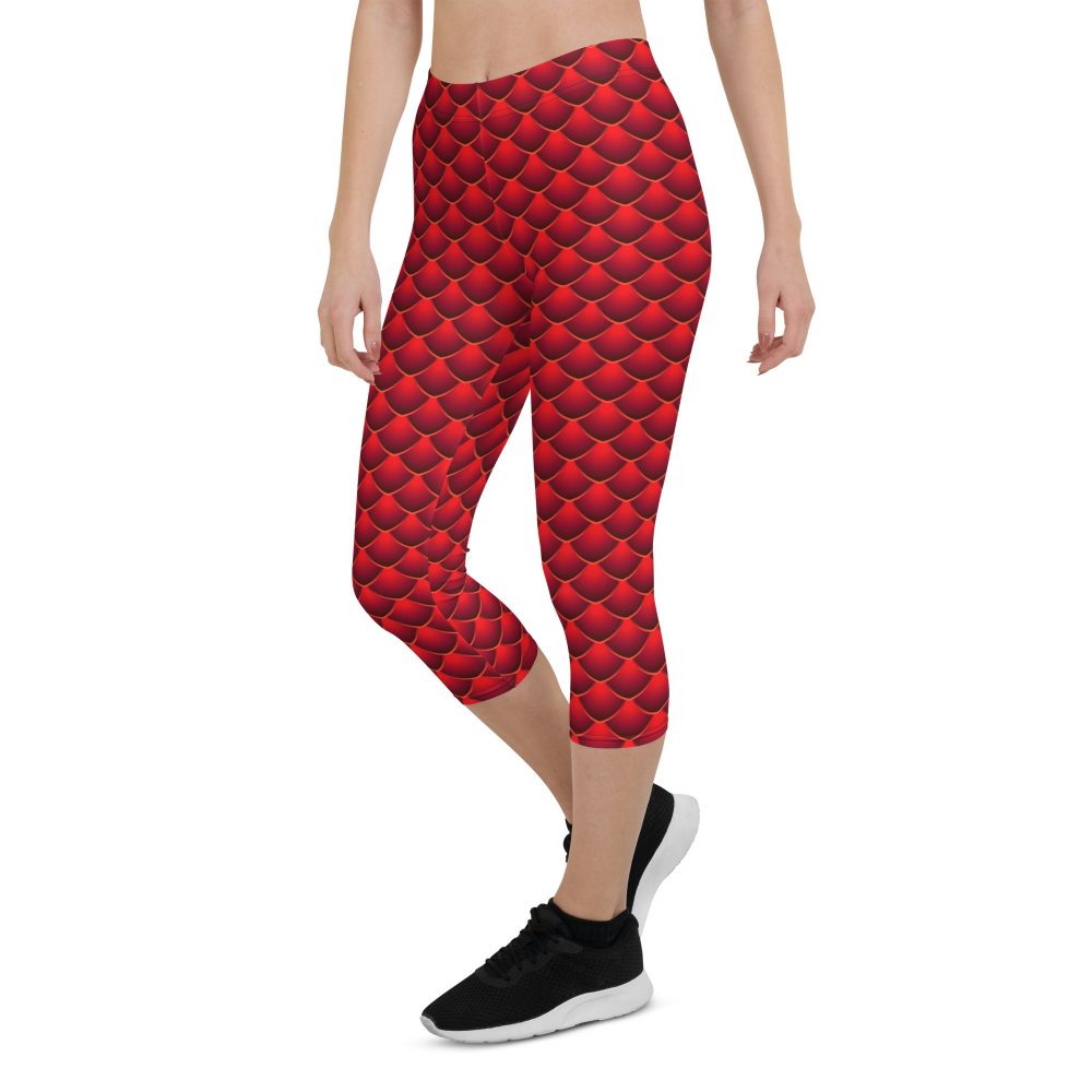 capris leggings, capris, high waisted, high waist, slim fit, red dragon costume, reptile costume, Lizard Costume, halloween costume, cosplay costume, rundisney, rundisney costume, activewear costume, dance costume, disneyland costume, festival costume, plus size costume, plus size, Woman's Costume, uv protection, activewear,