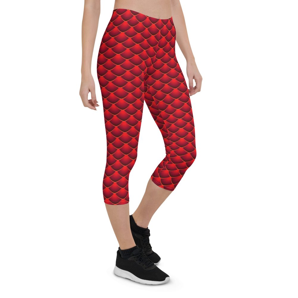 capris leggings, capris, high waisted, high waist, slim fit, red dragon costume, reptile costume, Lizard Costume, halloween costume, cosplay costume, rundisney, rundisney costume, activewear costume, dance costume, disneyland costume, festival costume, plus size costume, plus size, Woman's Costume, uv protection, activewear,