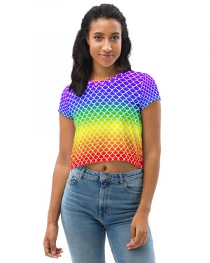 Rainbow Mermaid Crop Top T-Shirt