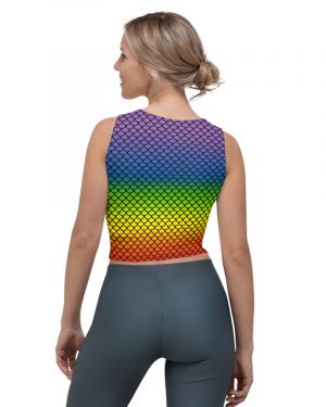 Rainbow Mermaid Crop Tank Top with Black Details