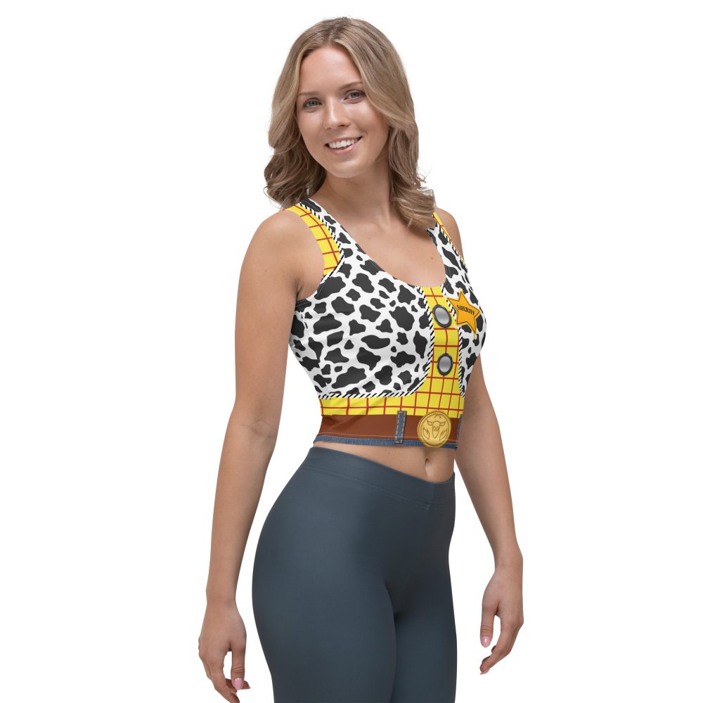 crop tank top costume, crop top, Woody Costume, Toy Story Costume, Cowboy costume, cowgirl costume, sheriff costume, slim fit, halloween costume, cosplay costume, rundisney, rundisney costume, activewear costume, dance costume, disneyland costume, festival costume, plus size costume, plus size, Woman's Costume, uv protection, activewear,