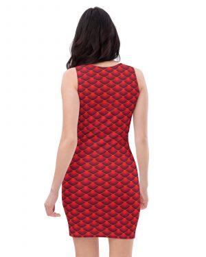 Red Dragon Costume Reptile Scale – Fitted Bodycon Dress