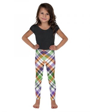 Plaid White Purple Kid’s Leggings