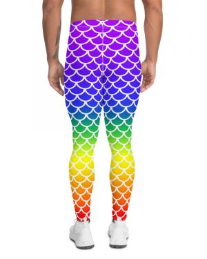 Rainbow Mermaid Men’s Leggings – Meggings White details