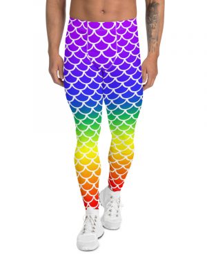 Rainbow Mermaid Men’s Leggings – Meggings White details