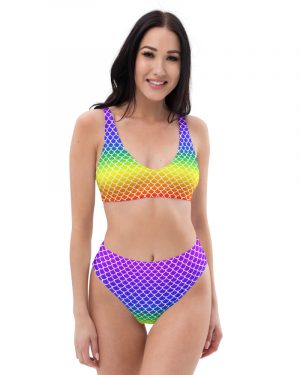 Rainbow Mermaid High-Waisted Cheeky Bikini