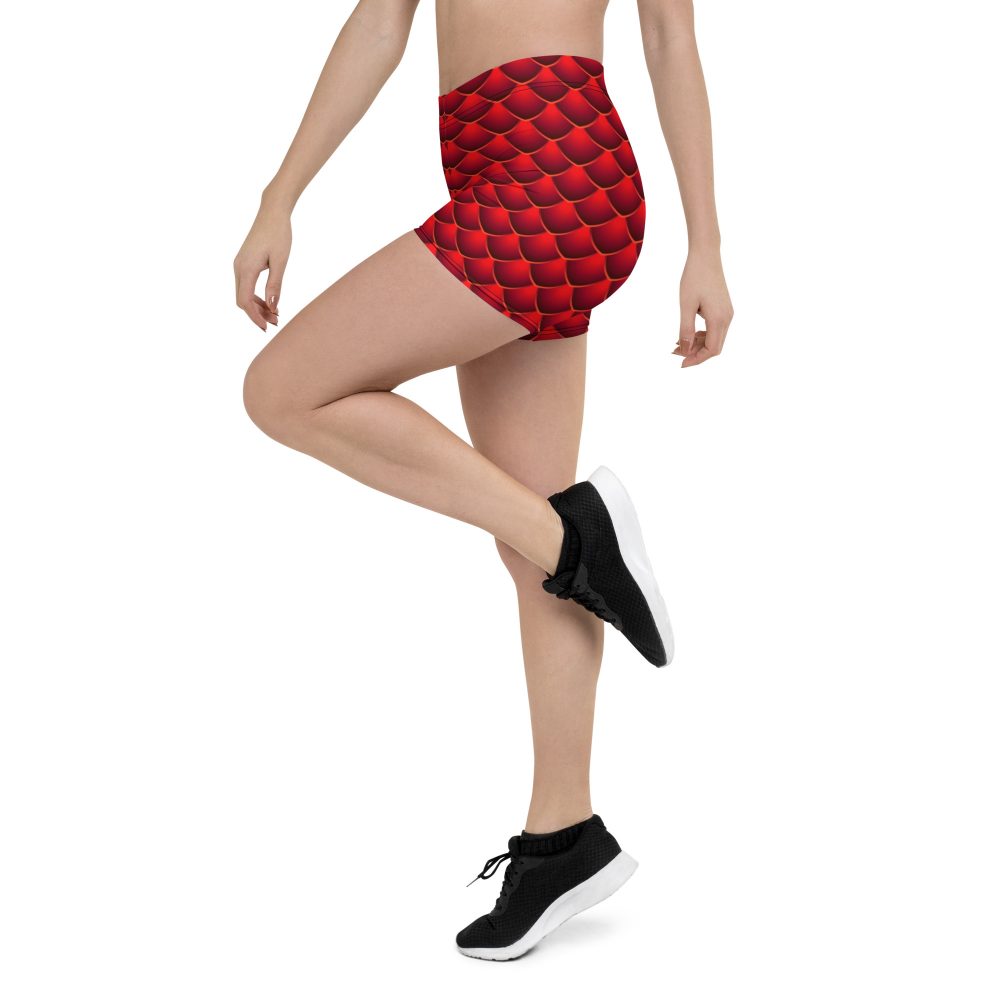 bike shorts, shorts, high waisted, high waist, slim fit, red dragon costume, reptile costume, Lizard Costume, halloween costume, cosplay costume, rundisney, rundisney costume, activewear costume, dance costume, disneyland costume, festival costume, plus size costume, plus size, Woman's Costume, uv protection, activewear,