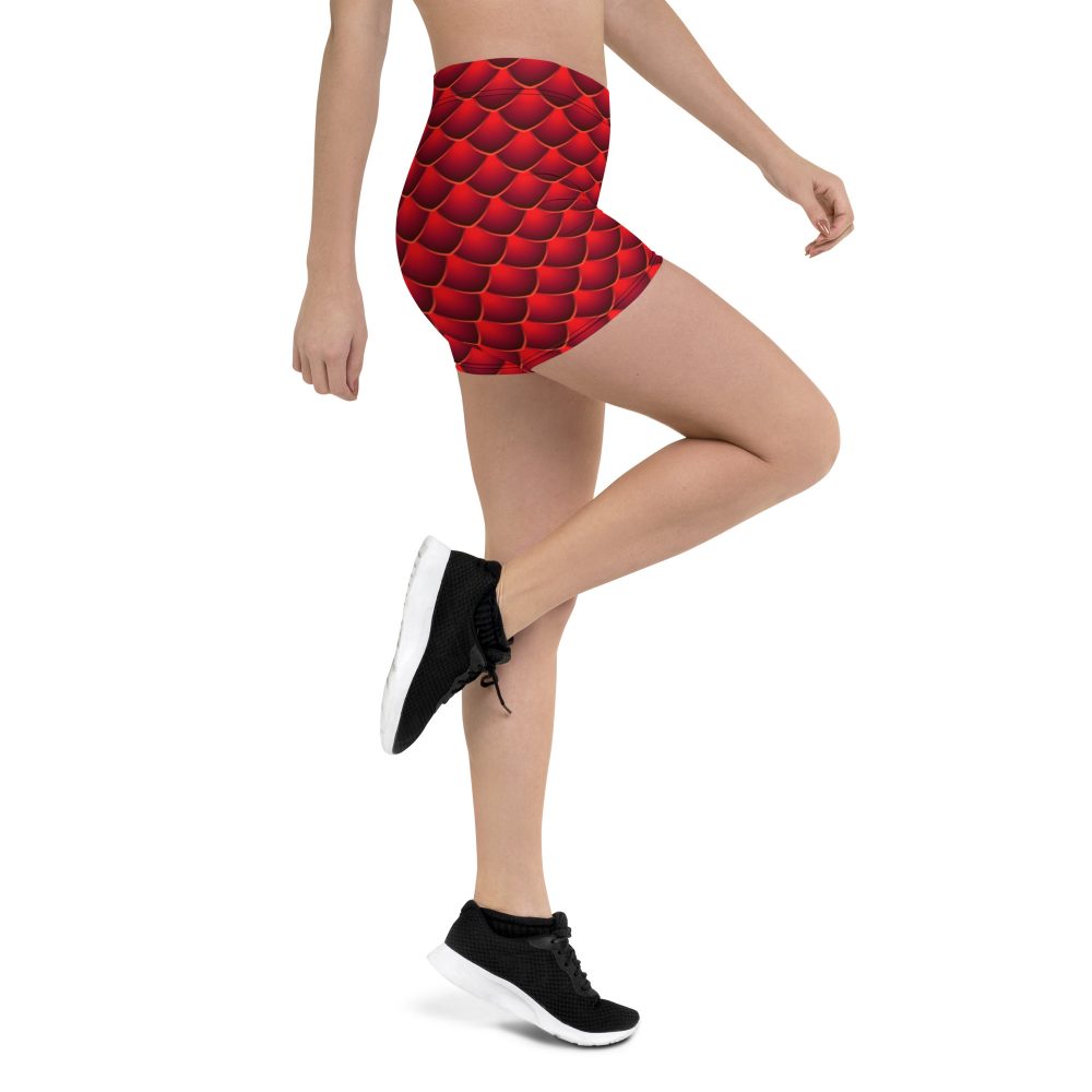 bike shorts, shorts, high waisted, high waist, slim fit, red dragon costume, reptile costume, Lizard Costume, halloween costume, cosplay costume, rundisney, rundisney costume, activewear costume, dance costume, disneyland costume, festival costume, plus size costume, plus size, Woman's Costume, uv protection, activewear,