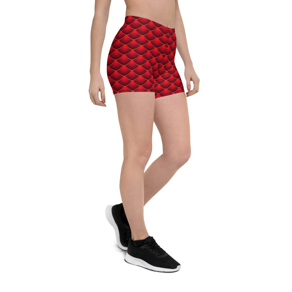 bike shorts, shorts, high waisted, high waist, slim fit, red dragon costume, reptile costume, Lizard Costume, halloween costume, cosplay costume, rundisney, rundisney costume, activewear costume, dance costume, disneyland costume, festival costume, plus size costume, plus size, Woman's Costume, uv protection, activewear,