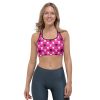 Pink Skull Argyle Plaid Pattern Sports Bra