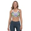 Plaid Sports Bra - White Purple Orange