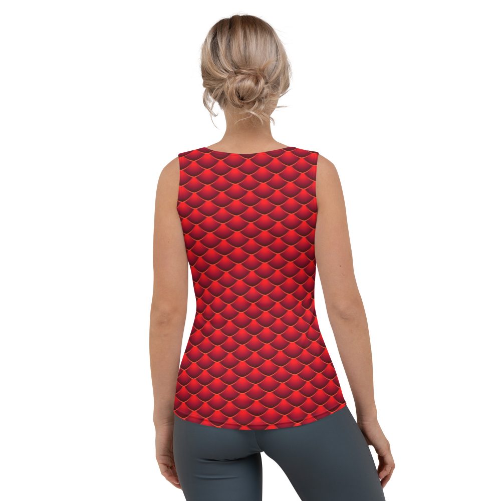 Woman's Costume, tank top, uv protection, activewear, swimming shirt, sleeveless, slim fit, red dragon costume, reptile costume, Lizard Costume, halloween costume, cosplay costume, rundisney, rundisney costume, activewear costume, dance costume, disneyland costume, festival costume, plus size costume, plus size