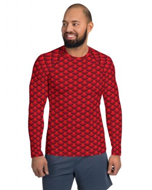 Red Dragon Costume Reptile Scale – Men’s Long Sleeve Shirt
