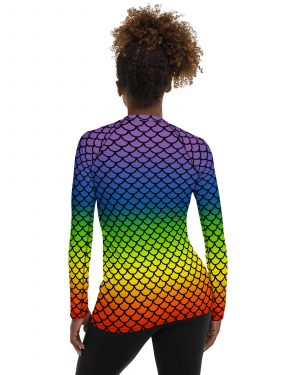 Rainbow Mermaid Long Sleeve Swim Shirt Rash Guard