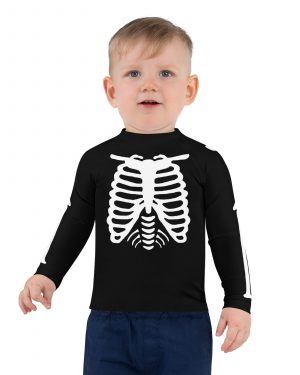 Skeleton Halloween Cosplay Costume Kids Rash Guard