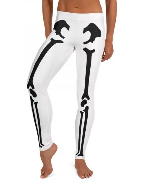 Skeleton Halloween Cosplay Costume Black Bones Leggings