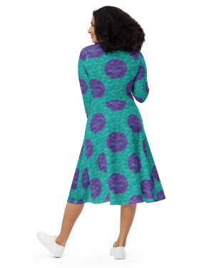 Sully Costume Monster Halloween Cosplay Long Sleeve Midi Dress