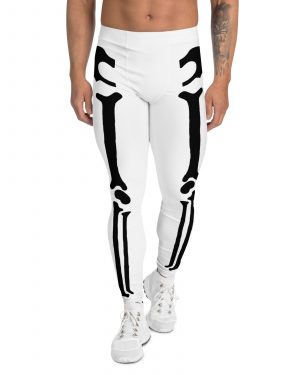 Skeleton Halloween Cosplay Costume Black Bones Men’s Leggings