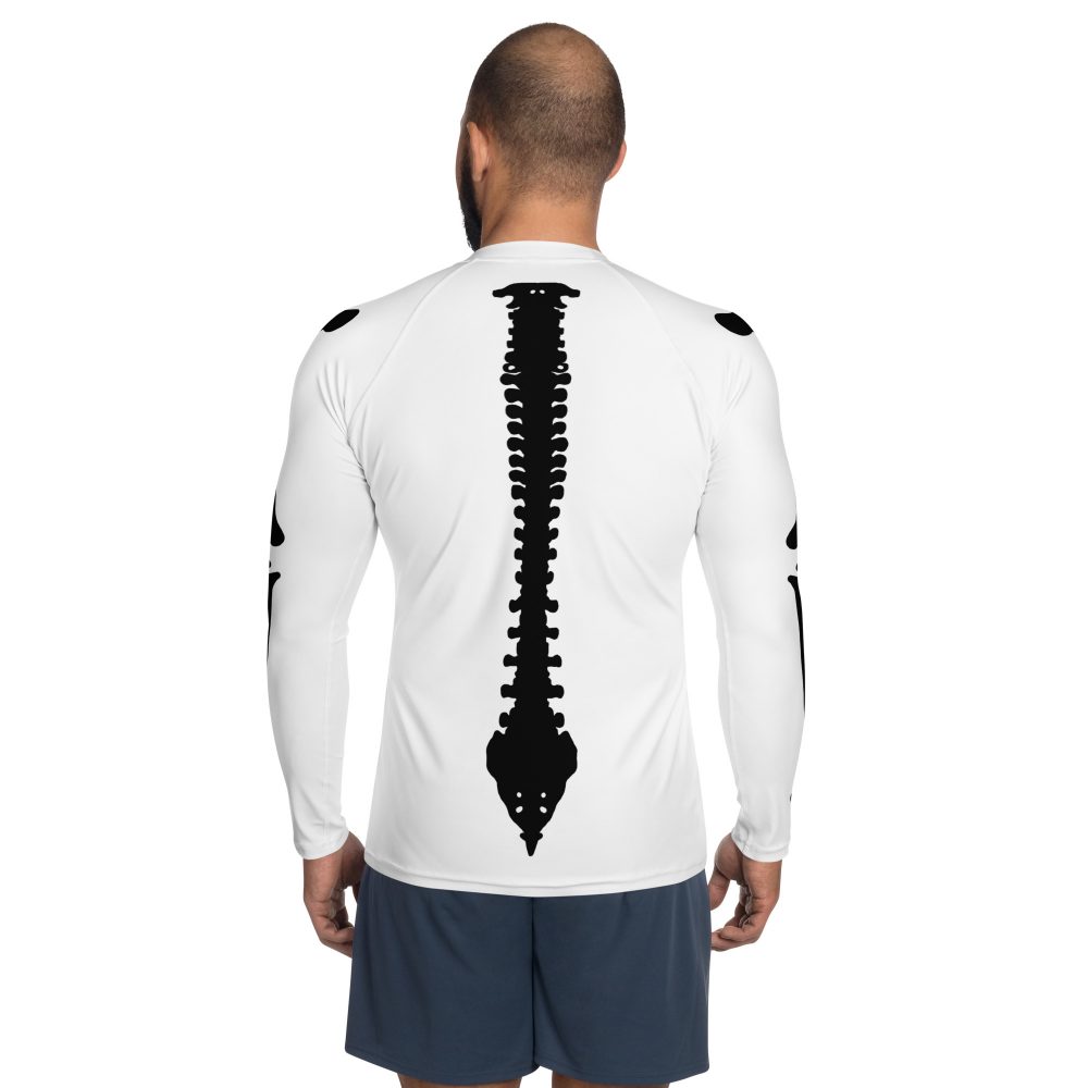 Skeleton Halloween Cosplay Costume Black Bones Men's Rash Guard - Image 2