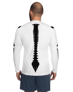 Skeleton Halloween Cosplay Costume Black Bones Men’s Rash Guard