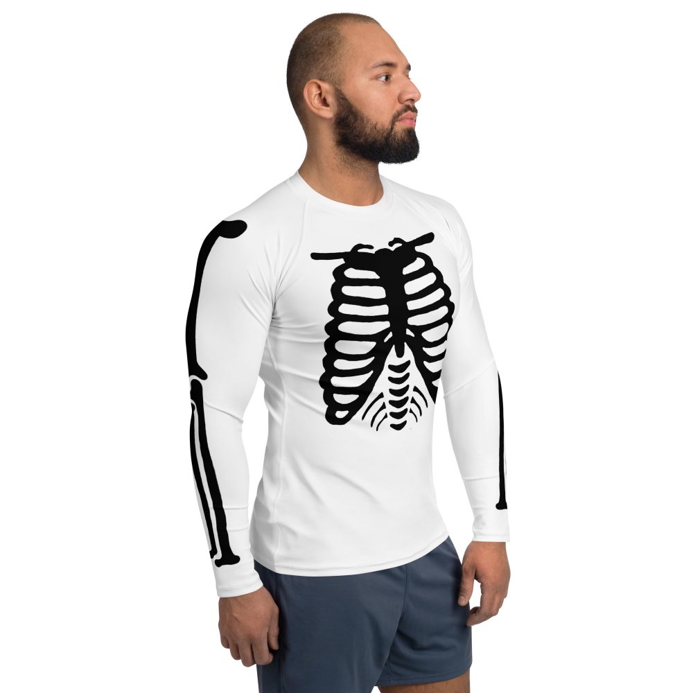 Skeleton Halloween Cosplay Costume Black Bones Men's Rash Guard - Image 4