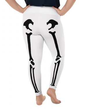 Skeleton Halloween Cosplay Costume Black Bones Plus Size Leggings