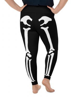 Skeleton Halloween Cosplay Costume Black Bones Plus Size Leggings