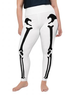 Skeleton Halloween Cosplay Costume Black Bones Plus Size Leggings