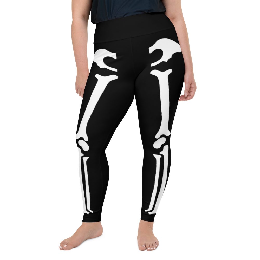 Skeleton Halloween Cosplay Costume Black Bones Plus Size Leggings