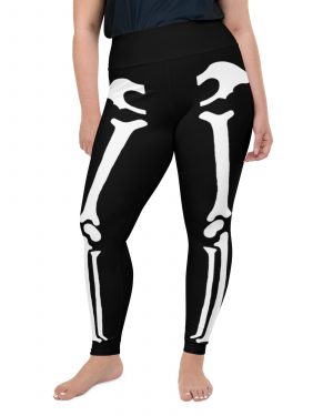 Skeleton Halloween Cosplay Costume Black Bones Plus Size Leggings