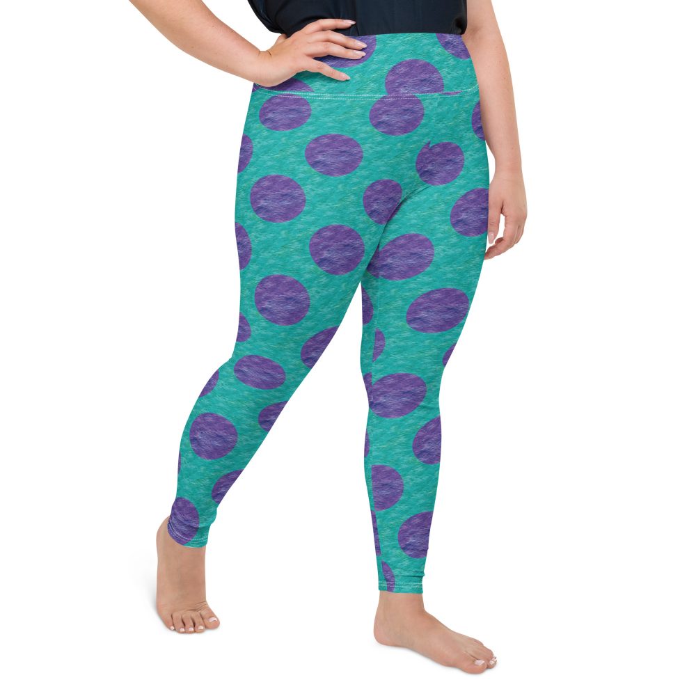 plus size leggings, yoga leggings, high waist, costume leggings, leggings, uv protection, swim costume, monster tank top, Purple and blue polkadot, Sully Costume, Monster costume, Monsters Inc., Cosplay Costume, Halloween Costume, Womans costume, plus size costume, matching costume, men's costume, children's costume, kid's costume, women's costume, girls costume, boys costume, running costume, rundisney, run disney, dance costume, activewear