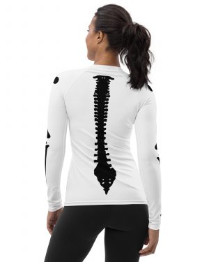 Skeleton Halloween Cosplay Costume Black Bones Women’s Rash Guard