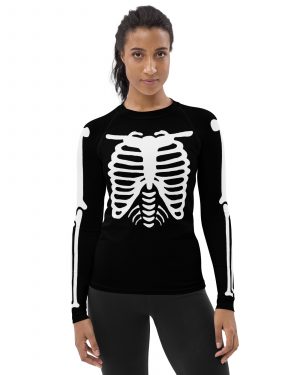 Skeleton Halloween Cosplay Costume Women’s Rash Guard