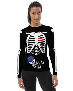Pregnant Skeleton Baby Boy Halloween Cosplay Costume Women’s Rash Guard