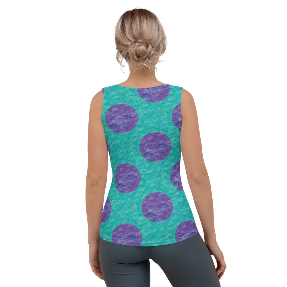 women's tank top, monster tank top, Purple and blue polkadot, Sully Costume, Monster costume, Monsters Inc., Cosplay Costume, Halloween Costume, Womans costume, plus size costume, matching costume, men's costume, children's costume, kid's costume, women's costume, girls costume, boys costume, running costume, rundisney, run disney, dance costume, activewear