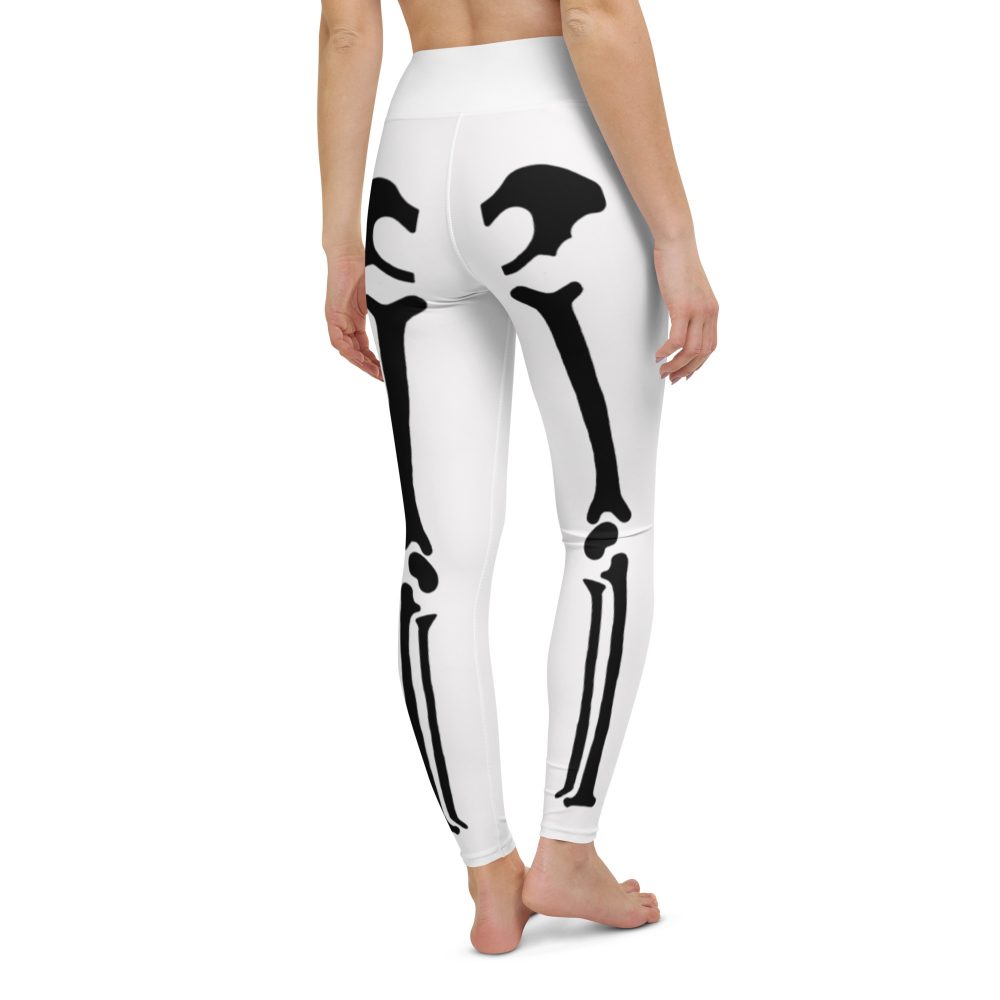 Skeleton Halloween Cosplay Costume Black Bones Yoga Leggings - Image 6