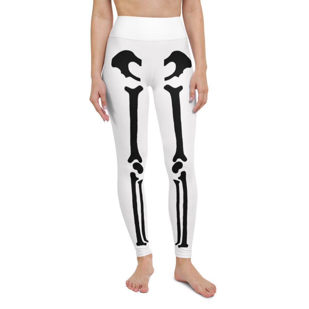 Skeleton Halloween Cosplay Costume Black Bones Yoga Leggings