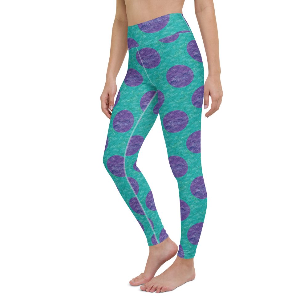 fashion leggings, yoga leggings, high waist, costume leggings, leggings, uv protection, swim costume, monster tank top, Purple and blue polkadot, Sully Costume, Monster costume, Monsters Inc., Cosplay Costume, Halloween Costume, Womans costume, plus size costume, matching costume, men's costume, children's costume, kid's costume, women's costume, girls costume, boys costume, running costume, rundisney, run disney, dance costume, activewear