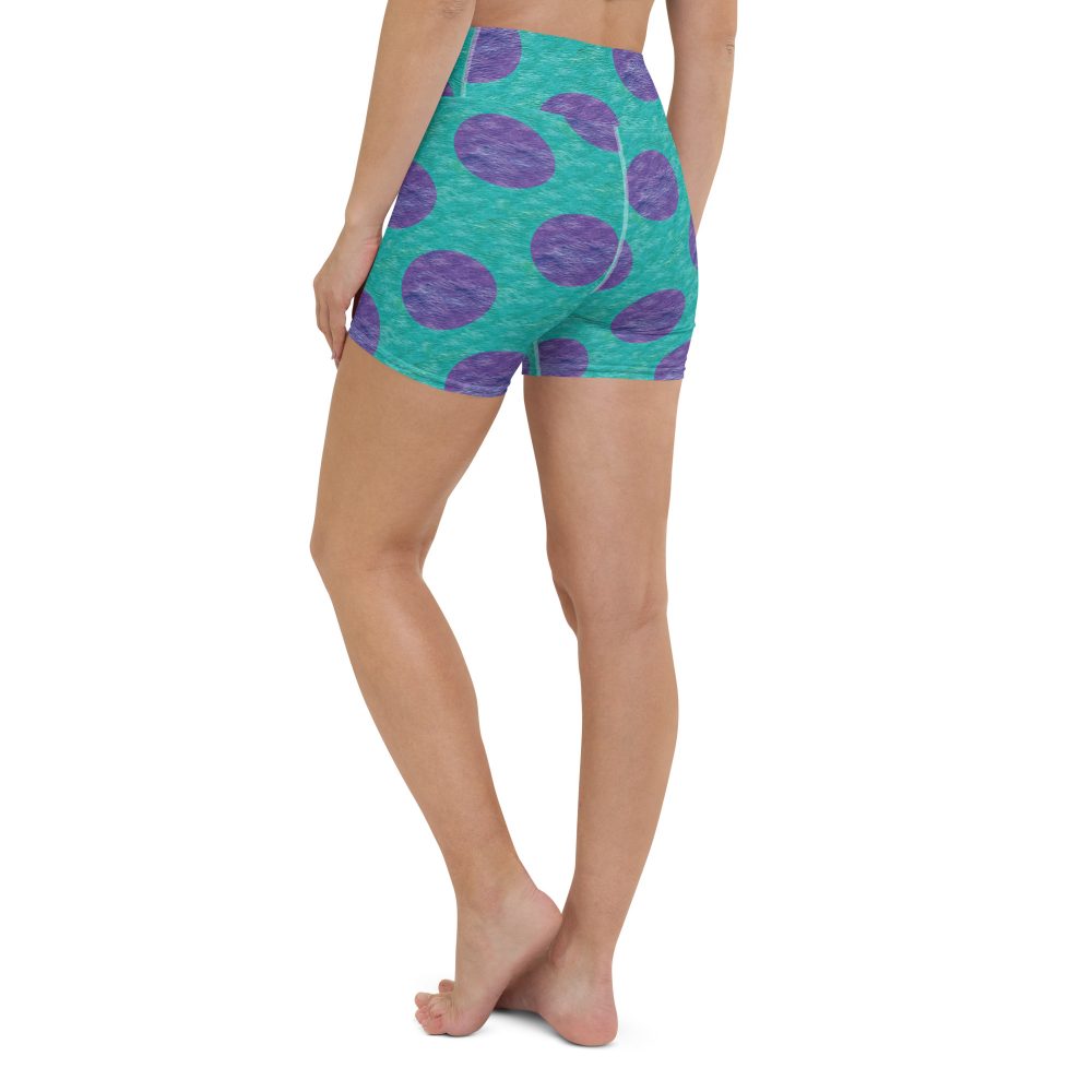 yoga shorts, high waist, costume shorts, shorts, uv protection, swim costume, monster tank top, Purple and blue polkadot, Sully Costume, Monster costume, Monsters Inc., Cosplay Costume, Halloween Costume, Womans costume, plus size costume, matching costume, men's costume, children's costume, kid's costume, women's costume, girls costume, boys costume, running costume, rundisney, run disney, dance costume, activewear
