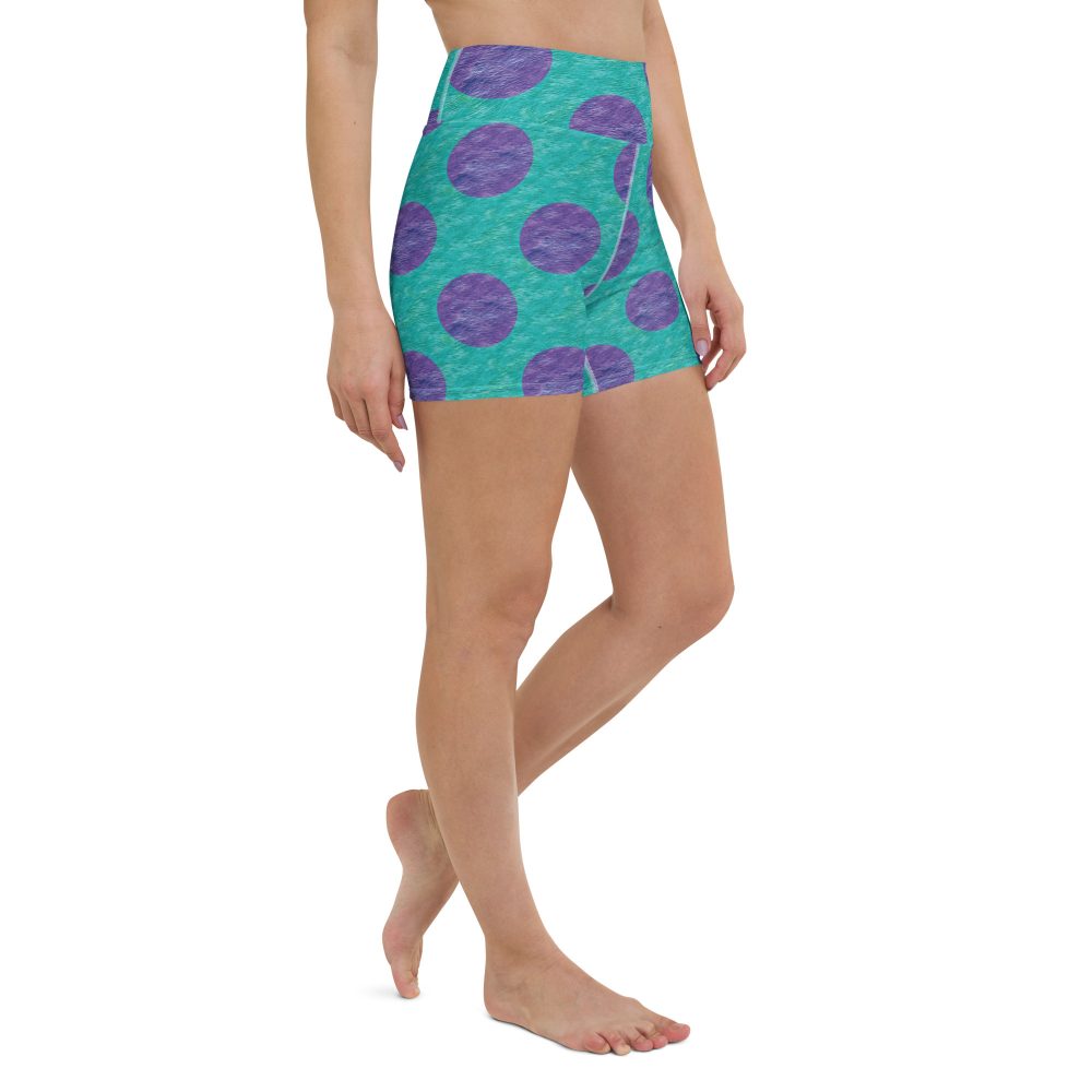 yoga shorts, high waist, costume shorts, shorts, uv protection, swim costume, monster tank top, Purple and blue polkadot, Sully Costume, Monster costume, Monsters Inc., Cosplay Costume, Halloween Costume, Womans costume, plus size costume, matching costume, men's costume, children's costume, kid's costume, women's costume, girls costume, boys costume, running costume, rundisney, run disney, dance costume, activewear