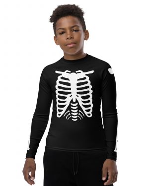 Skeleton Halloween Cosplay Costume Youth Rash Guard