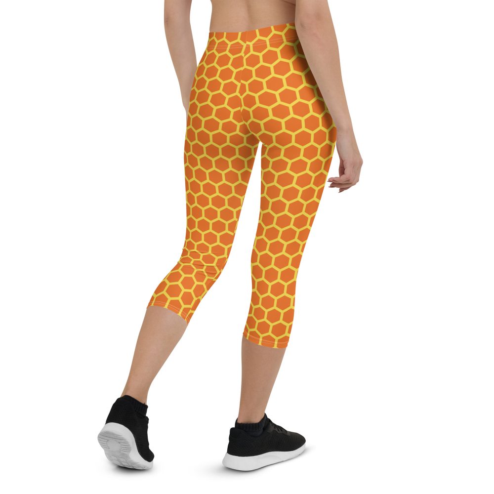 Honey Comb Halloween Cosplay Costume Capri Leggings - Image 2