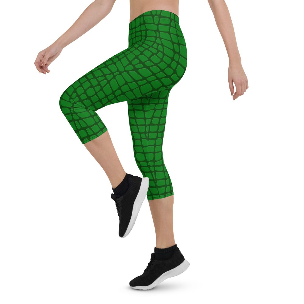 Alligator - Crocodile Halloween Cosplay Costume Capri Leggings - Image 3