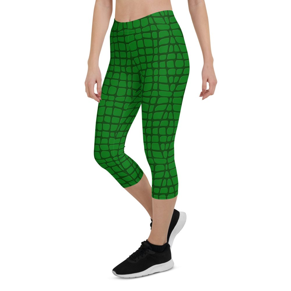 Alligator - Crocodile Halloween Cosplay Costume Capri Leggings - Image 5