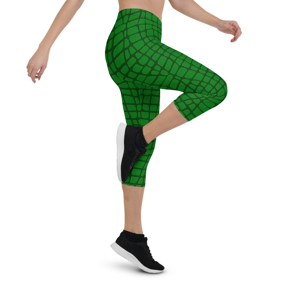 Alligator - Crocodile Halloween Cosplay Costume Capri Leggings - Image 4