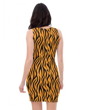 Tiger Rajah Halloween Cosplay Costume Fitted Bodycon Dress